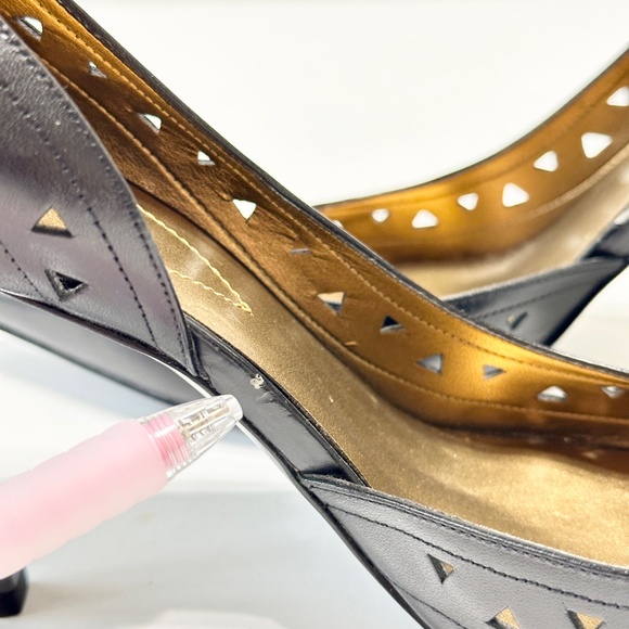 GUESS Black Leather Cutout Stiletto Heels Women’s Size 8.5 Pointed Toe - Picture 10 of 14
